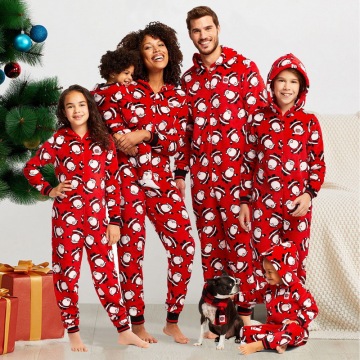 2021 New Year Family Christmas Pajamas Set Hooded Zipper Sweatshirt Hoodies Cartoon Family Matching Outfits Sleepwear Overalls