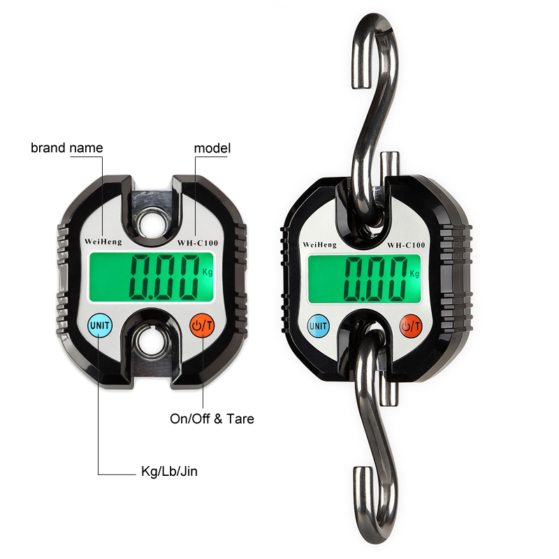 Portable Industry Crane Scale Heavy Duty Digital Hanging Hook Scales LCD Loop Weight Balance Stainless Steel