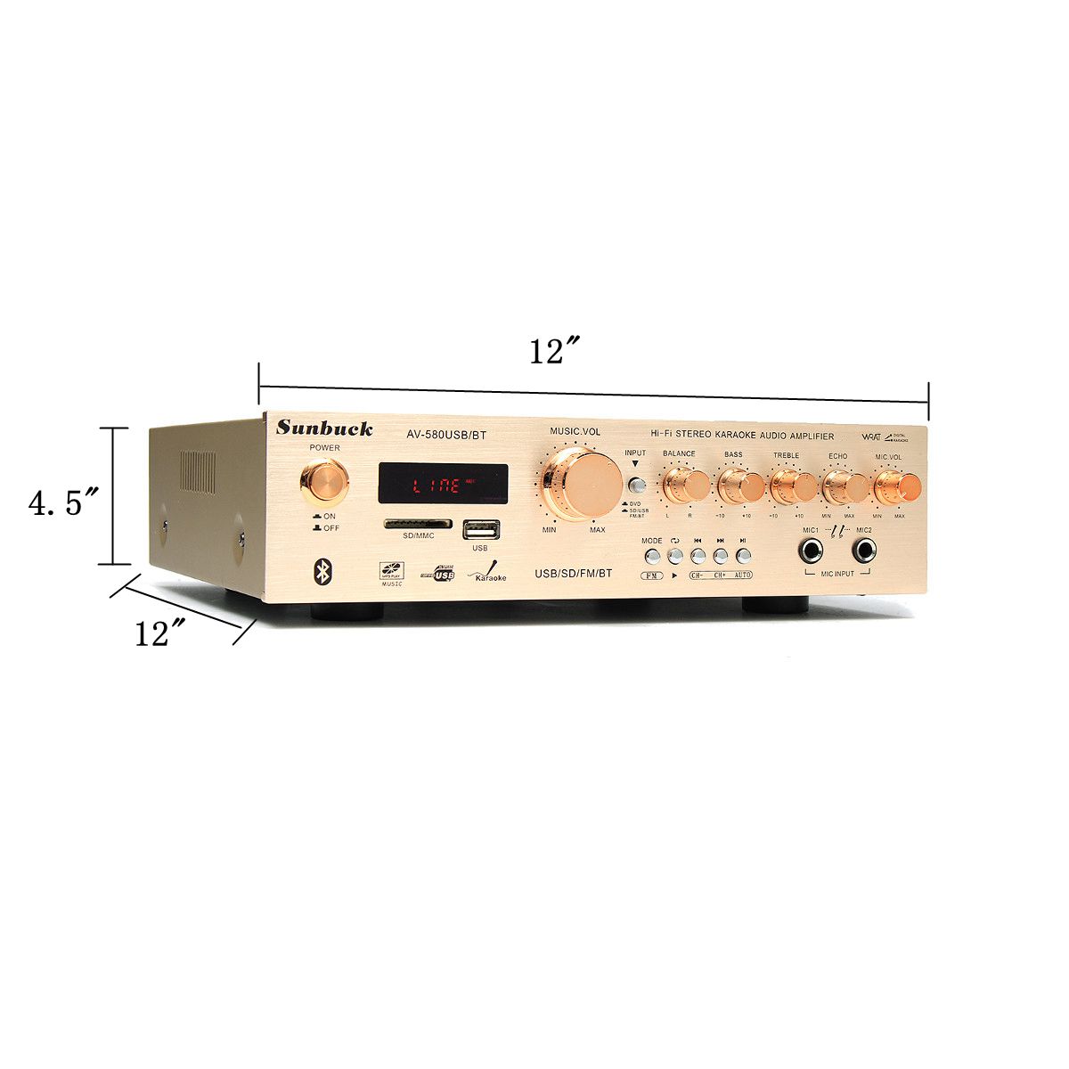 220V 1200W 2 CH bluetooth HiFi Stereo Amplifier USB SD FM Radio Power Stereo Car Amplifier Audio Home Amplifier