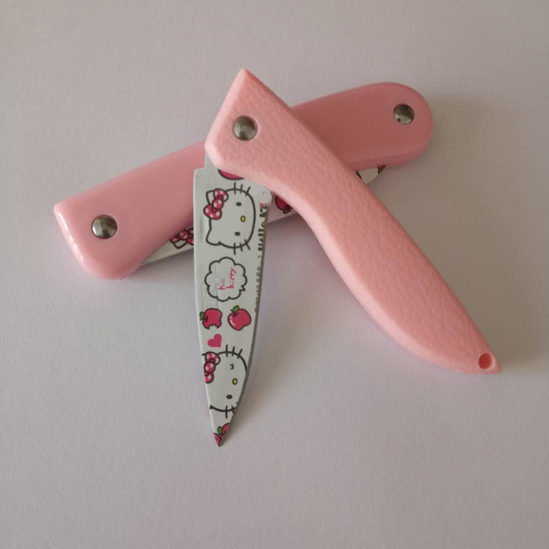 Princess pink super cute fold cartoons pocket knife kitchen paring keychain girls birthday pretty cool Christmas gift