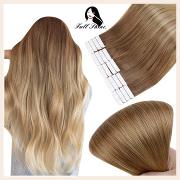 Full Shine Ombre Color Tape in Hair Machine Remy Human Hair Extensions 20 Pieces 50 Gram For Woman Glue on Hair Extension