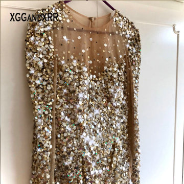Real Picture Long Sleeves Short Prom Dress 2020 Mini Sequins Beading Graduation Party Gown Illusion Back Birthday Dresses Gala