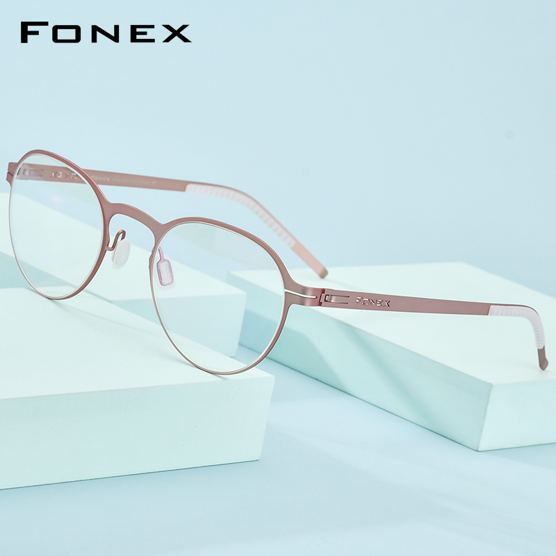 FONEX Alloy Glasses Frame Women 2020 New Round Optical Myopia Prescription Eyeglasses Frames Men Korean Screwless Eyewear 994