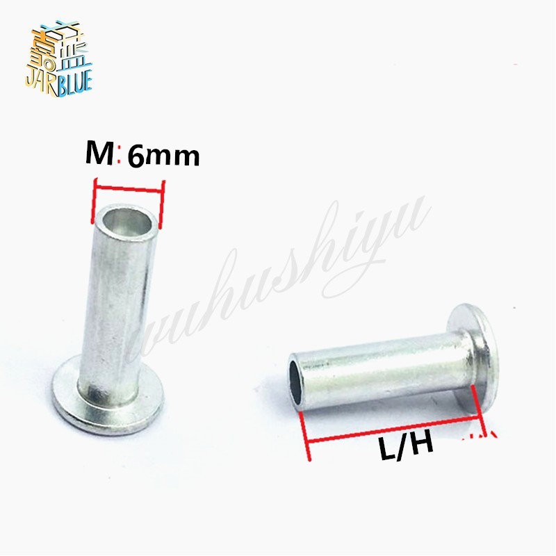 50pcs M6*8/10/12/14/16/18/20/22/25/30 Aluminum Flat Round Head Half Hollow Shank Rivet Aluminum Rivet Nut