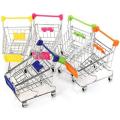 Supermarket Hand Trolley Mini Shopping Cart Desktop Decoration Storage Toy Gift Mini Shopping Cart Stainless Steel + Plastic