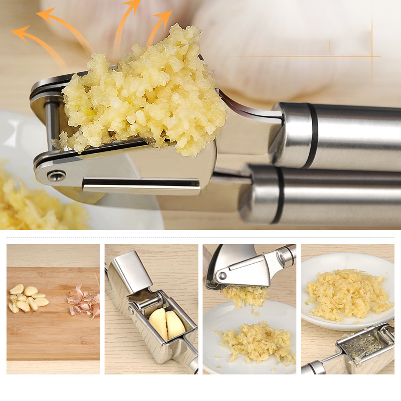 304 Stainless Steel Garlic Press Fast Squeeze Garlic Garlic Garlic Easy Garlic Garlic Manual Kitchen Gadget Kichen Accessories