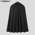 Men Cloak Coats Solid Color Button Up 2021 Turn Down Collar Poncho Fashion Long Trench Streetwear Windproof Mens Jackets INCERUN