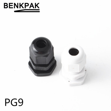 5pcs PG9 White/Black Plastic Waterproof Cable Glands JoInts