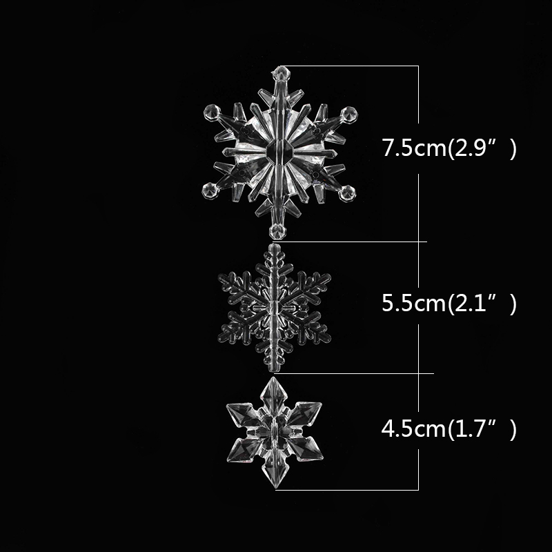 10pcs Christmas Ornaments Crystal Acrylic Transparent Snowflake Pendant Christmas Tree Hanging Decor New Year Xmas Party Supply