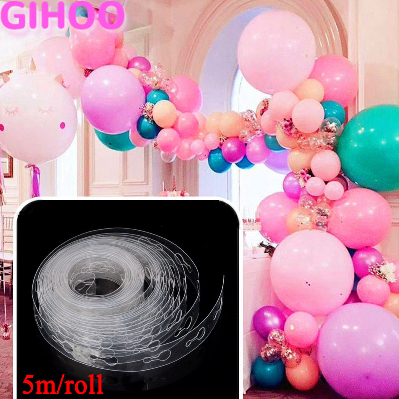 1Roll 5M Plastic Balloon Chain 410 Holes PVC Rubber Wedding Party Birthday Balloons Backdrop Supplies Balloons Chain Arch Decor