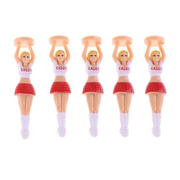 5pcs Beauty Cheerleader Model Shaped Golf Ball Tees Holder Practical Golf Balls Standing Nail Training Auxiliary Supplies