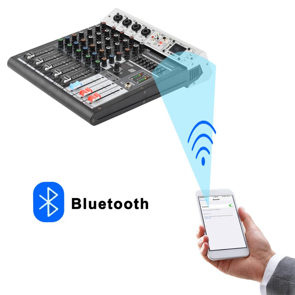 Freeboss ADM-GBR6 48V Phantom Power Repaeat Effect USB Function Bluetooth Karaoke DJ console 99DSP Mixer Audio 6 Channel