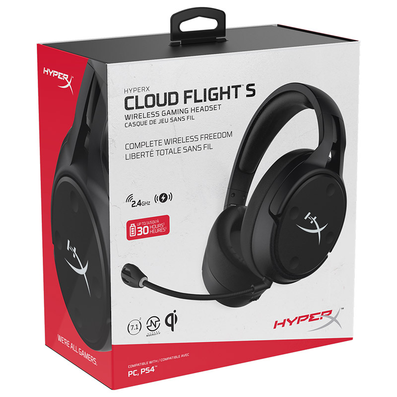 Kingston HyperX Cloud Flight S Wireless Gaming Headset 7.1 surround sound 2.4GHz wireless audio software customization