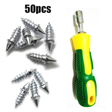 NEW 50pcs Winter Car Vehicle Anti-Slip Screw Wheel Tyre Snow Nail Studs With Installation tools For Car Motorcycle SUV Truck
