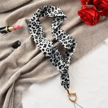 Leopard Silk Scarf Neck Straps Lanyard For Keys Belt Hang Chain Key ID PASS Card Phone Straps Zebra Floral Sun Buckle Keychain