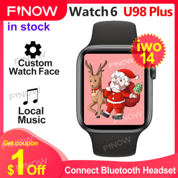 Smartwatch Iwo 14 U98 Plus PK FK 88 Reloj Voice Control Smart Lock Screen SOS BodyTemperature Smart Watch For IOS Android