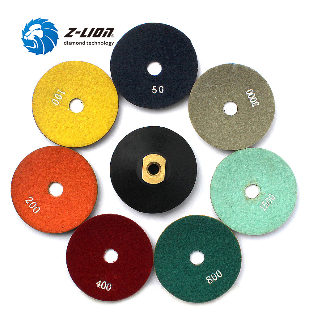 Z-LION 4 Inch 8pcs Diamond Convex Polishing Pad Bowl Type Arc Stone Marble Granite Convex Grinding With Rubber Back Wet Use Bowl