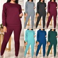 Tracksuit Women Sportwear Winter Thickening Tops + Leggings Ladies Split 2 Piece Sports Suit Casual Solid Color Sauna Suit #3