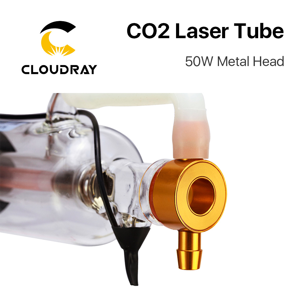 Cloudray Upgraded CO2 laser tube Metal Head 1000MM 50W Dia.50 Glass Pipe Lamp for CO2 Laser Engraving Cutting Machine