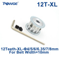 POWGE Inch Trapezoid 12 Teeth XL Timing pulley Bore 4/5/6/6.35/7/8mm for width 10mm XL Synchronous Belt 12-XL-10 AF 12teeth 12T