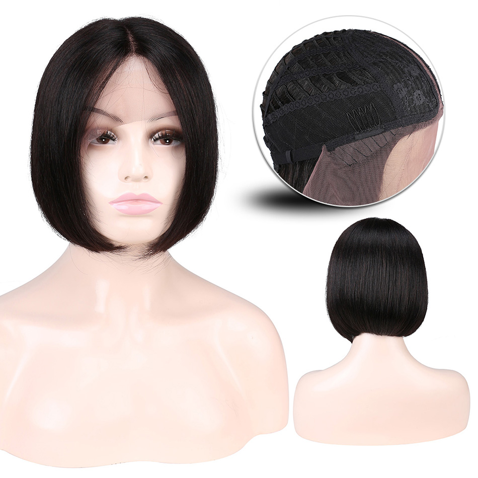 BHF Blonde 613 Lace Part Wig Machine Remy Brazilian Straight Short Bob Natural Human Hair Wigs for Women