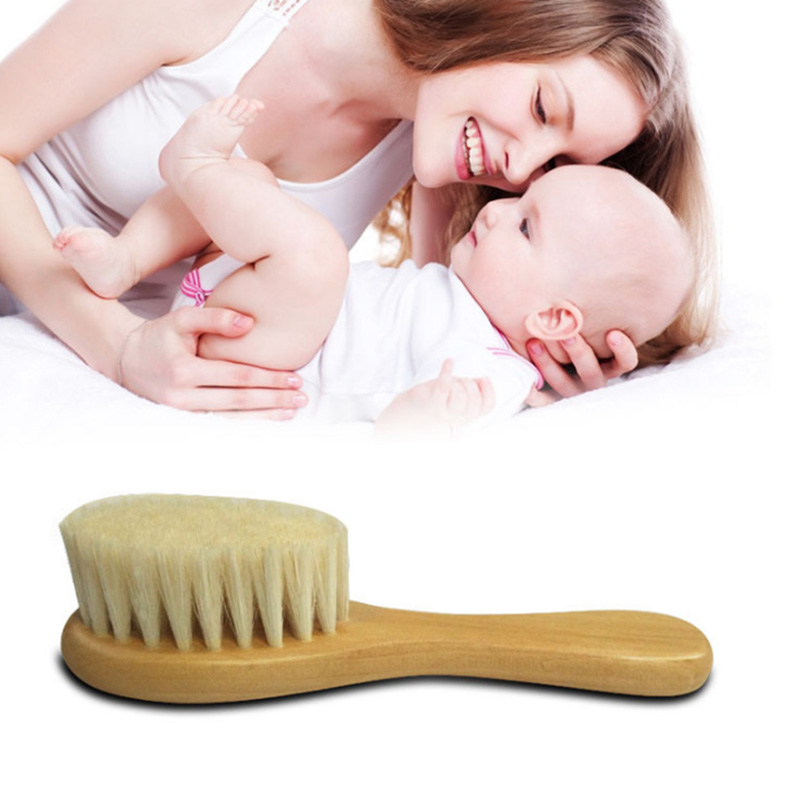 Baby Care Pure Natural Wool Baby Wooden Brush Comb Brush Baby Hair Brush Newborn Infant Hair Brush Comb Head Massager