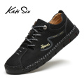 KATESEN New Brand Men's Soft Leather Shoes Fashion Lace-up Luxury Dress Shoes Classic Casual Flat Shoes Loafers Big Size 48