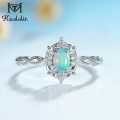 Kuololit Natural Opal Gemstone Rings for Women 925 Sterling Silver Fire Stone Size 10 Ring Wedding Engagement Gift Fine Jewelry