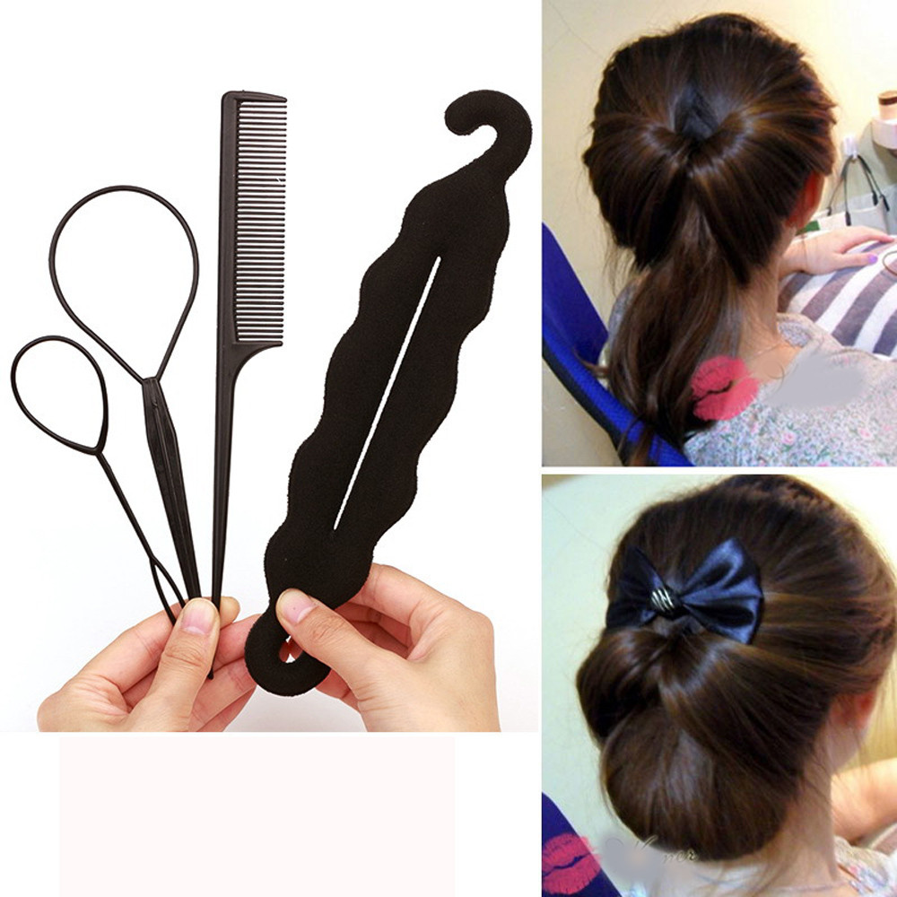 Hair Tool 4pcs Ponytail Creator Plastic Loop Styling Tools Pony Tail Clip Hair Braid Maker Styling Tool Fashion Salon X4 0.5 20
