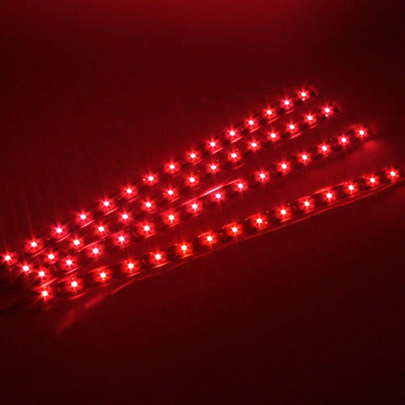 4pcs 30cm 15 SMD LED Red Flexible Strip Light Decorative Lamp Waterproof Home Car Strip Tube Lights 12V