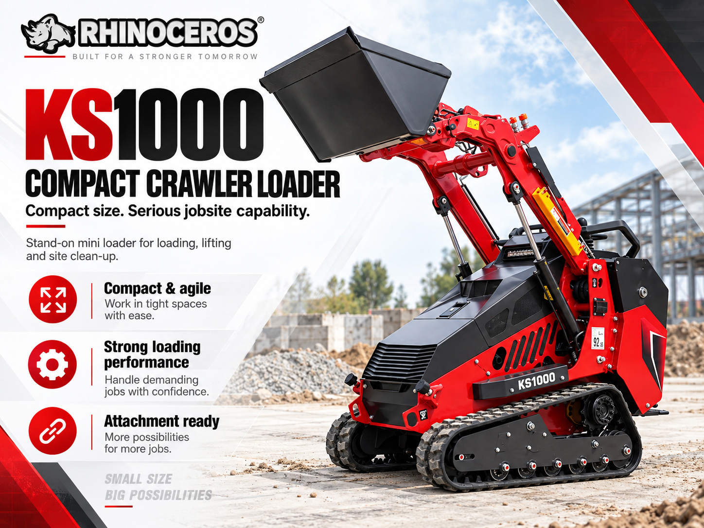 RHINOCEROS KS1000 Mini Skid Steer Loader