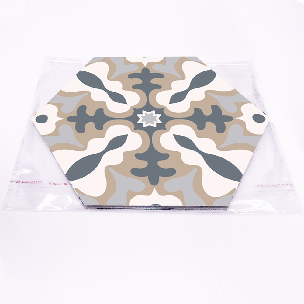 Funlife® Grunge Retro Hexagon Floor Sticker Waterproof Anti-Slip Self-Adhesive for Ground Bathroom Kitchen Camper Home Decor
