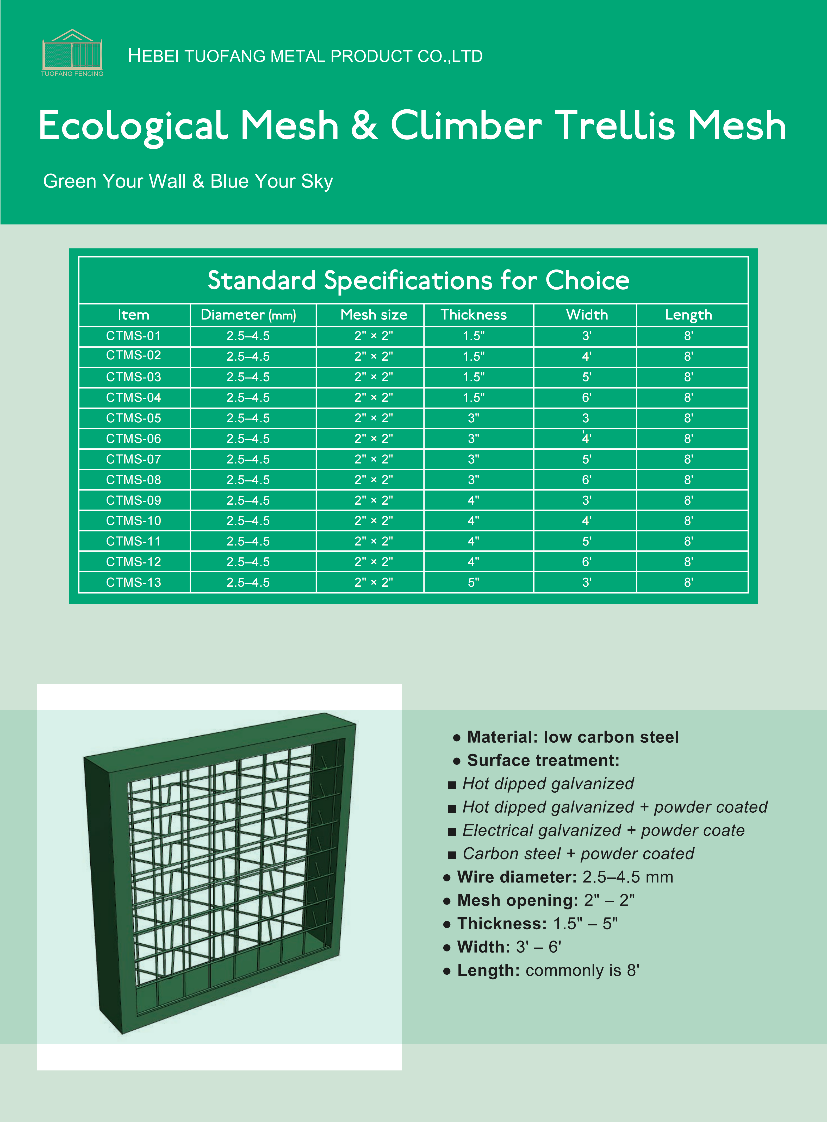 Ecological Mesh and Climber Trellis Mesh size