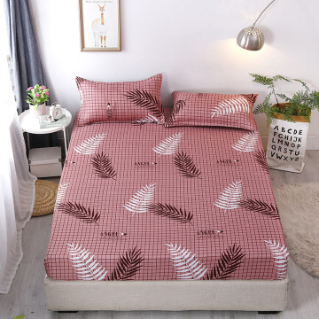 Full Queen Size Non-Slip Printed Fitted Sheet All-inclusive Bed Mattress Cover Polyester Leaves Printed Bedding Fitted Sheet