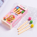 8 pcs/set Cute Kawaii Matches Shape Pencil Eraser Lovely Colored Erasers for Kids Students Gift School Stationery Supplies