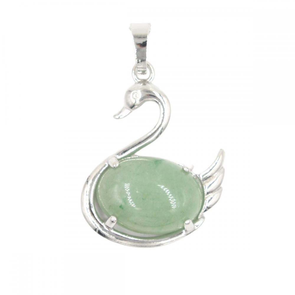 Gemstone Swan Pendant Natural Stone Animal Silver Plated Swan Charm Pendants for DIY Jewelry Making
