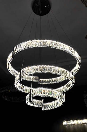 Modern Crystal 3 Tiers RING Pendant Light for home