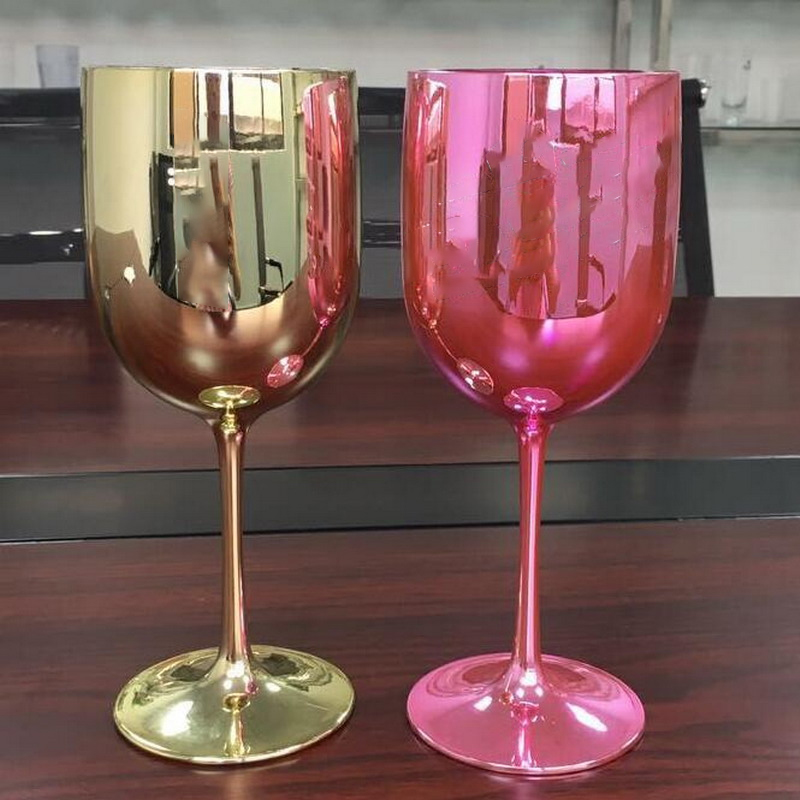 2Pcs Wine Party Champagne Coupes Glass Cocktail Glass Champagne Flutes Plating Wine Cup Goblet Electroplated Plastic Cups