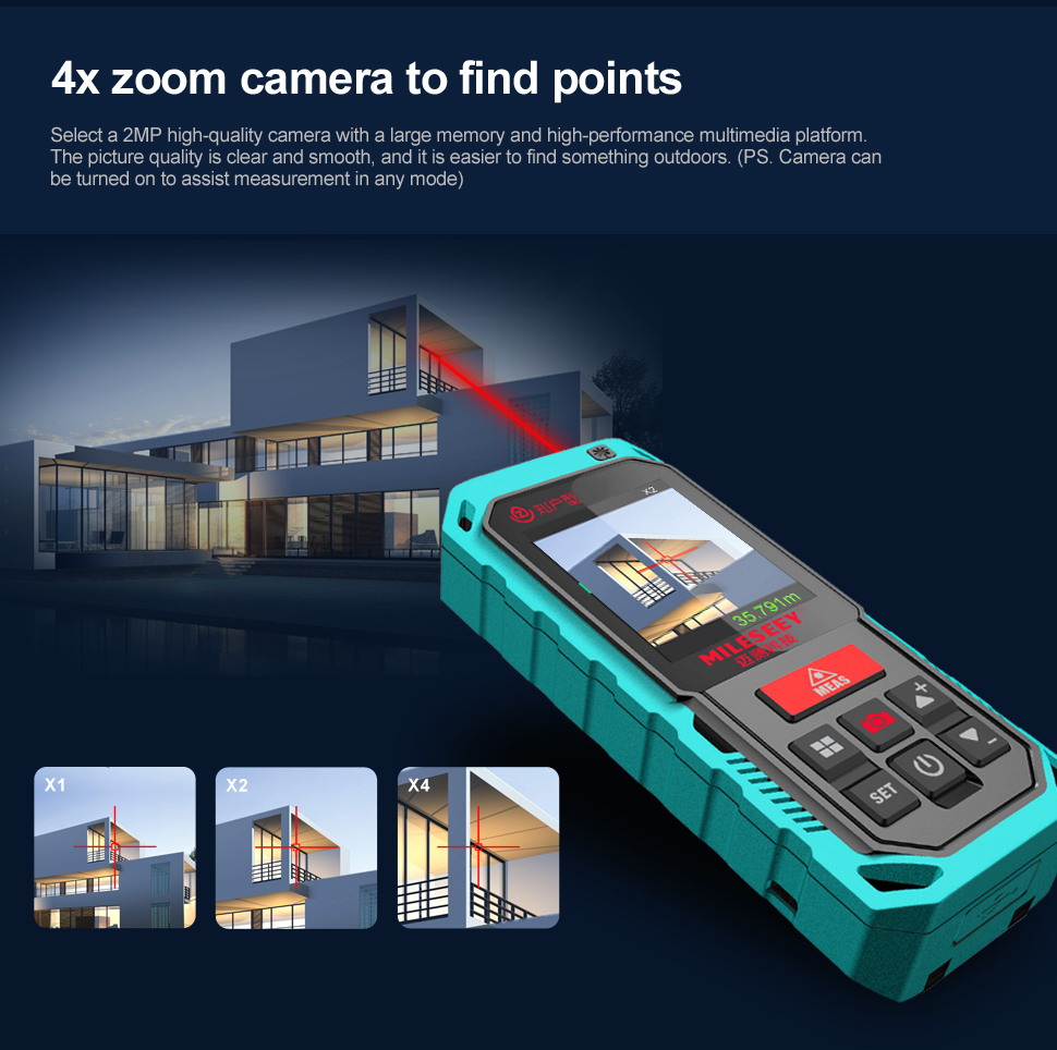 Mileseey P7 80M Bluetooth Laser Rangefinder with Rotary Touch Screen Rechargerable Laser Meter 2.0" LCD Handheld