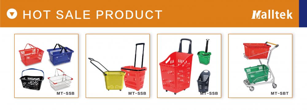Customized colors and logos Plastic shopping Trolley basket