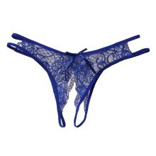 MISSKY Women Sexy Lace Open Crotch Briefs Ladies Low Waist G-String Sex Game Panties