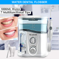 Nicefeel 1000ml Electric Oral Irrigator Teeth Cleaner Care Dental Flosser SPA Water Flosser with Adjustable Pressure+ 7 Pcs Jet