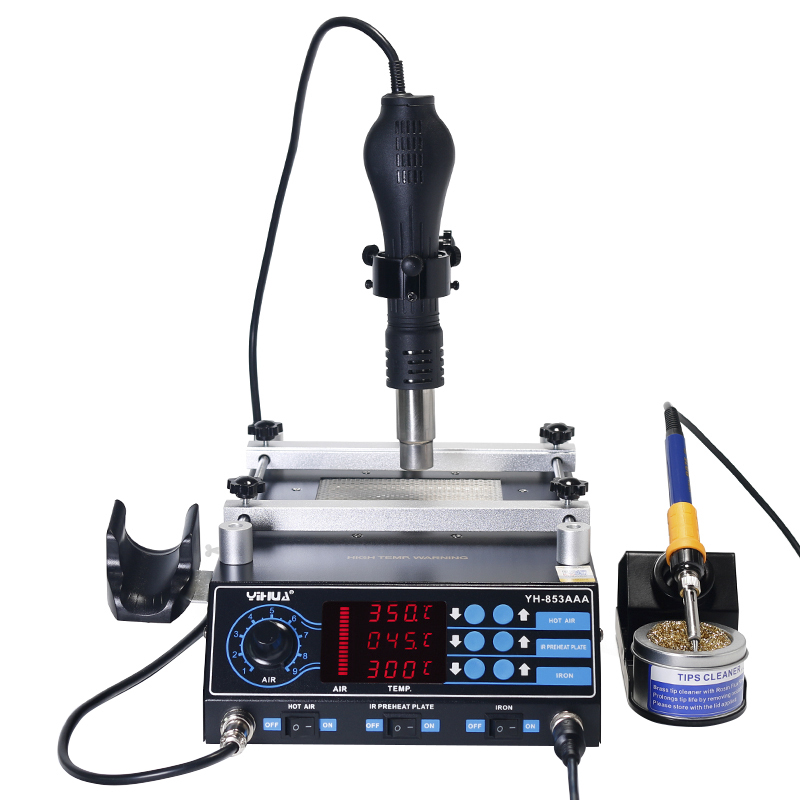 YIHUA 853AAA Rework Soldering Station 3 in 1 Preheating Hot Air Gun Soldering Iron Welding Repair Tools BGA Desoldering Stations