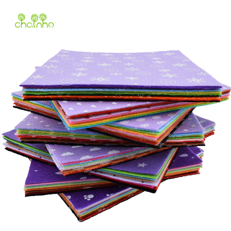 Printed Felt Non Woven Fabric 1mm Thickness Polyester Cloth For Sewing Dolls Home Decoration Pattern Bundle 80pcs/Lot 15x15cm