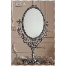 vintage retro oval 360 rotating compact mirror double face desktop table makeup cosmetic dresser mirror embossed cut-out 331B