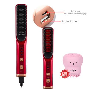 Rechargeable Hair Brush Temperature Control Hair Straightener Comb Electric Straightening iron Curling Brush Styling Hair Tool