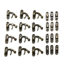 12pcs Hot Selling Mini Antique Metal Lock Catch Curved Buckle Horn Lock Clasp Hook Gift Jewelry Box Padlock