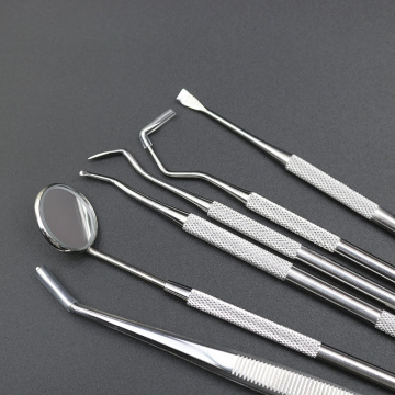 6 Pcs / Set Probe Hook Sticks Mirror for Teeth Stainless Steel Dental Tools Products with Cake Double Ends Cleaning Hygienic