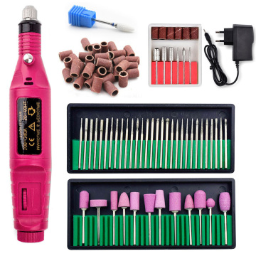 1 Set Portable Electric Nail Drill Machine Manicure Set Pedicure Nail Gel Remover File Professional Strong Nail Polishing Tools