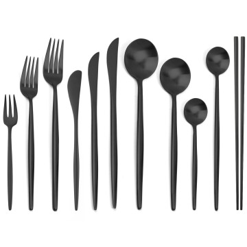 1pc Matte Black Dinnerware Set 304 Stainless Steel Flatware Set Knife Fork Spoon Chopsticks Cutlery Tableware Set